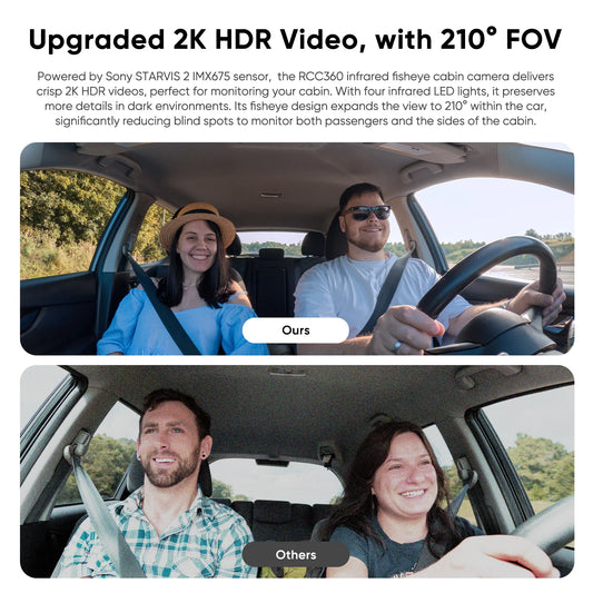 VIOFO RCC360 2K HDR Fisheye Cabin Cam, Super Night Vision Infrared Interior Cam for A329S/A329SW/A329T