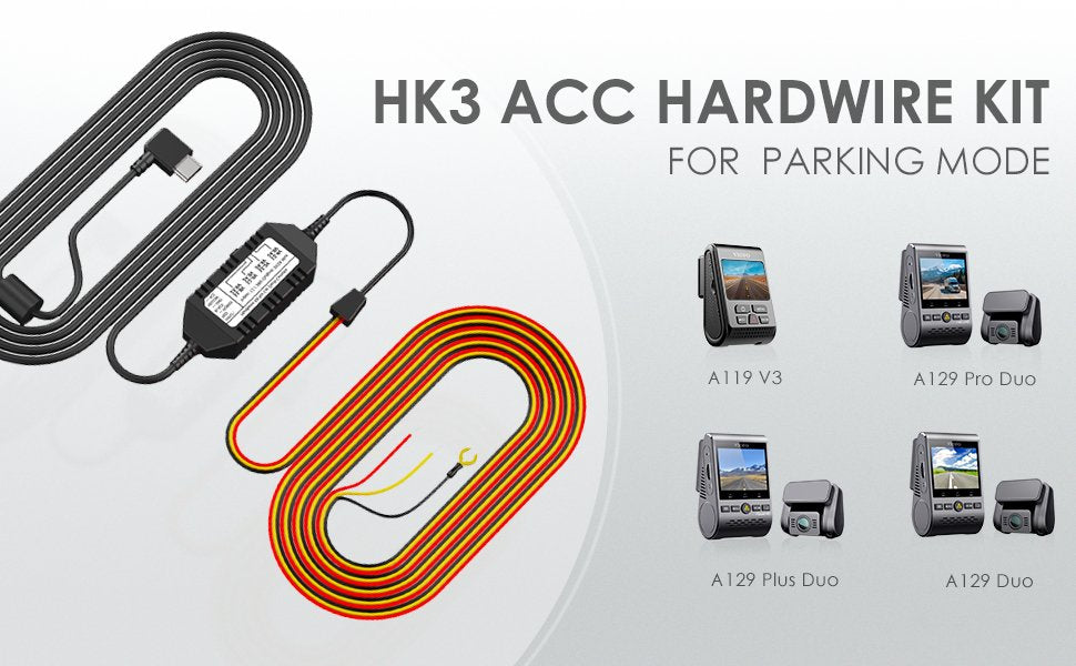 Mini 3 WIRES HK3 ACC HARDWIRE KIT WITH TWO FUSE TAPE PARKING MODE CABLE FOR A119V3 A129 DUO A129 DUO IR A129 PLUS DUO A129 PRO DUO