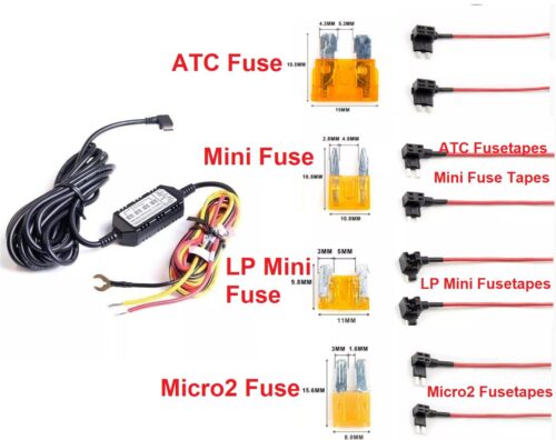 Mini 3 WIRES HK3 ACC HARDWIRE KIT WITH TWO FUSE TAPE  PARKING MODE CABLE FOR A119V3 A129 DUO A129 DUO IR A129 PLUS DUO A129 PRO DUO