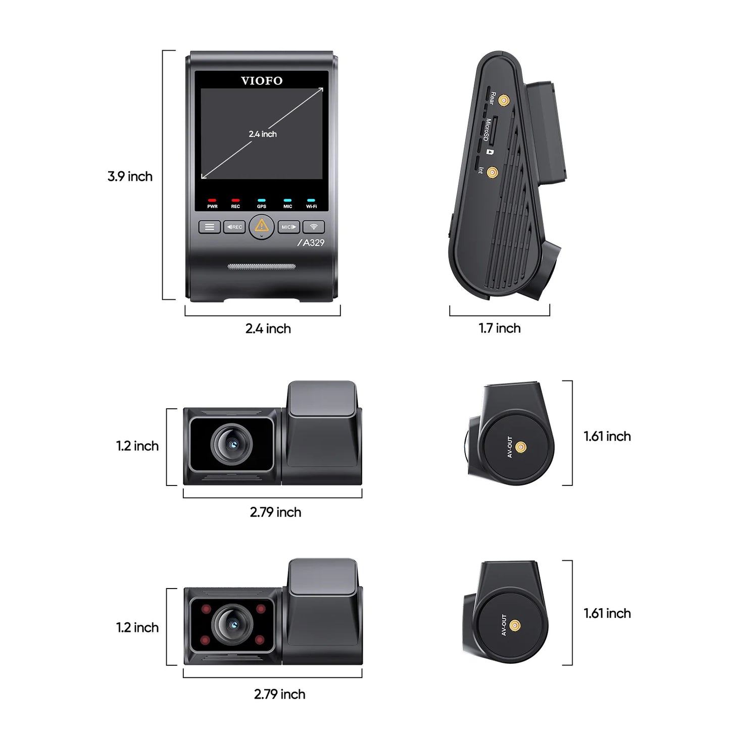 VIOFO A329S 3CH First 4K 30FPS Front+2K Wide 210° FOV Fisheye Cabin+2K Rear Dash Cam with STARVIS 2 Sensor 3-Channel HDR, Support SSD Storage