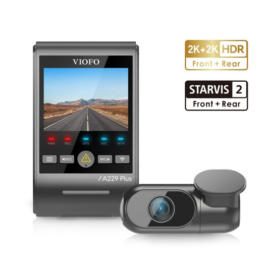 VIOFO A229 PLUS 2CH FRONT AND REAR 2K+2K HDR 5GHZ WI-FI GPS VOICE CONTROL DUAL DASH CAMERA WITH SONY STARVIS 2 SENSOR FRONT AND REAR