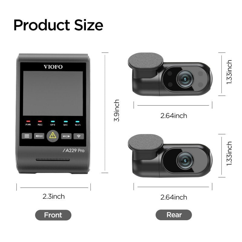 VIOFO A229 PRO 3CH 4K+2K+1080P HDR 3 CHANNELS CAR DASH CAMERA WITH SONY STARVIS 2 SENSORS WITH FRONT REAR AND INTERIOR CAMERA