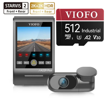 VIOFO A229 PLUS 2CH FRONT AND REAR 2K+2K HDR 5GHZ WI-FI GPS VOICE CONTROL DUAL DASH CAMERA WITH SONY STARVIS 2 SENSOR FRONT AND REAR