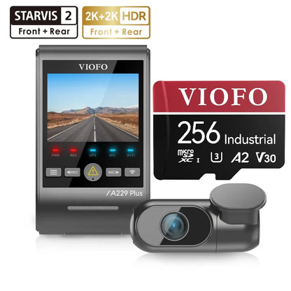 VIOFO A229 PLUS 2CH FRONT AND REAR 2K+2K HDR 5GHZ WI-FI GPS VOICE CONTROL DUAL DASH CAMERA WITH SONY STARVIS 2 SENSOR FRONT AND REAR