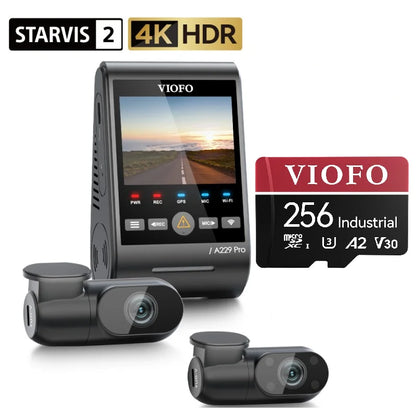 VIOFO A229 PRO 3CH 4K+2K+1080P HDR 3 CHANNELS CAR DASH CAMERA WITH SONY STARVIS 2 SENSORS WITH FRONT REAR AND INTERIOR CAMERA