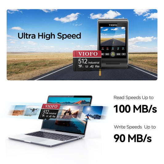 VIOFO 512GB PROFESSIONAL HIGH ENDURANCE MLC MICRO SD MEMORY CARD UHS-3 WITH ADAPTER