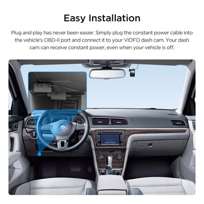 VIOFO OP100 OBD-II Power Cable for Dash Cam, 24H Parking Mode with Low Voltage Protection