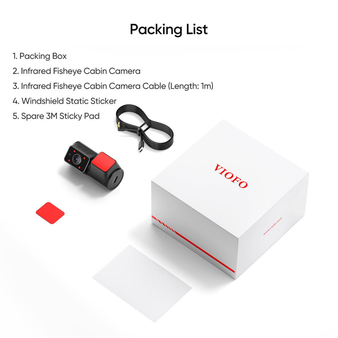 VIOFO RNF210 1080P Infrared Fisheye Cabin Camera with 1M Jack Plug Cable and Sticker for A229 Plus/A229 Pro/A229 Ultra