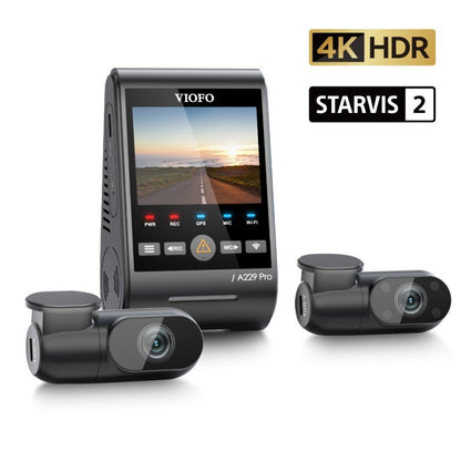 VIOFO A229 PRO 3CH 4K+2K+1080P HDR 3 CHANNELS CAR DASH CAMERA WITH SONY STARVIS 2 SENSORS WITH FRONT REAR AND INTERIOR CAMERA