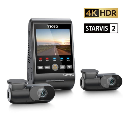 VIOFO A229 PRO 3CH 4K+2K+1080P HDR 3 CHANNELS CAR DASH CAMERA WITH SONY STARVIS 2 SENSORS WITH FRONT REAR AND INTERIOR CAMERA