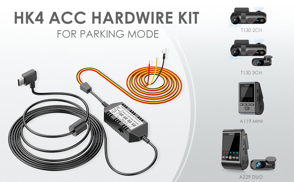 VIOFO TYPE-C HK4 HARDWIRE KIT CABLE WITH FUSE TAPES FOR A229 and T130 3-CH  DASH CAMERA 3 CHANNEL DASH CAM FRONT + REAR + INSIDE - VIOFO India Store